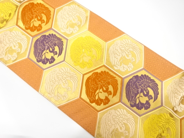 JAPANESE KIMONO / ANTIQUE FUKURO OBI / SILK / WOVEN KIKKO PATTERN
